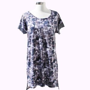 Tahari Women's Nightgown Dark Romance Floral Print Lace Trim Size L